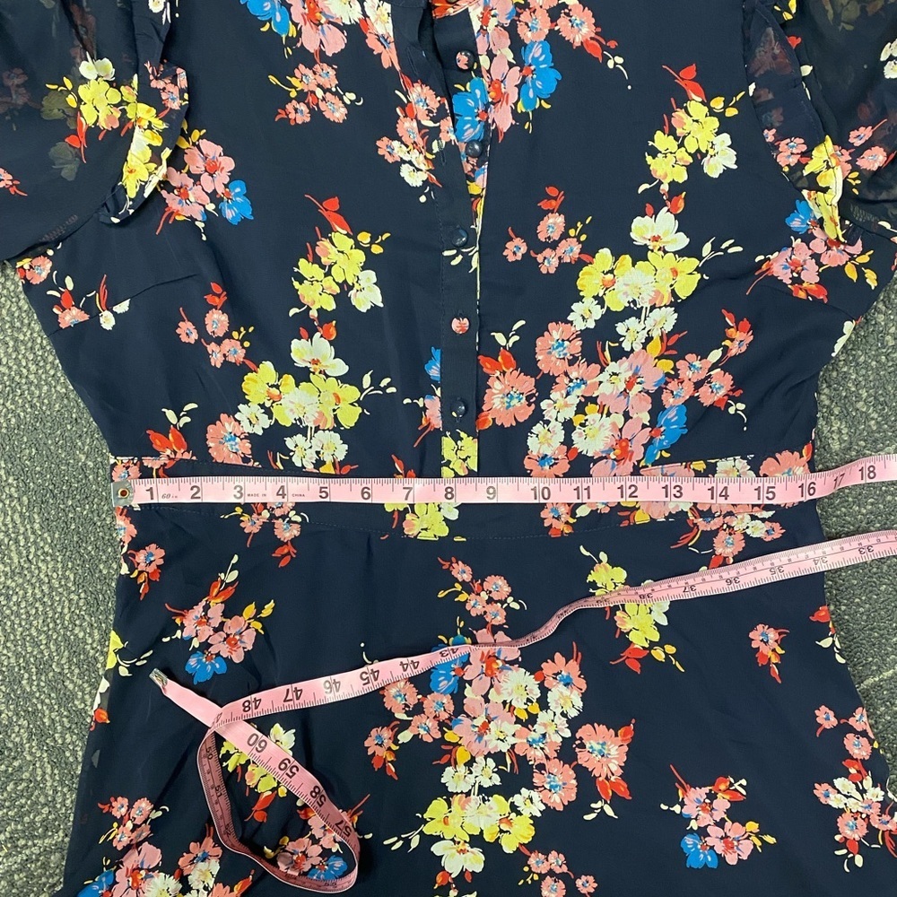 Lulu’s In the Flowers Navy Blue Floral Print Long Sleeve Skater Dress XL - Picture 10 of 12